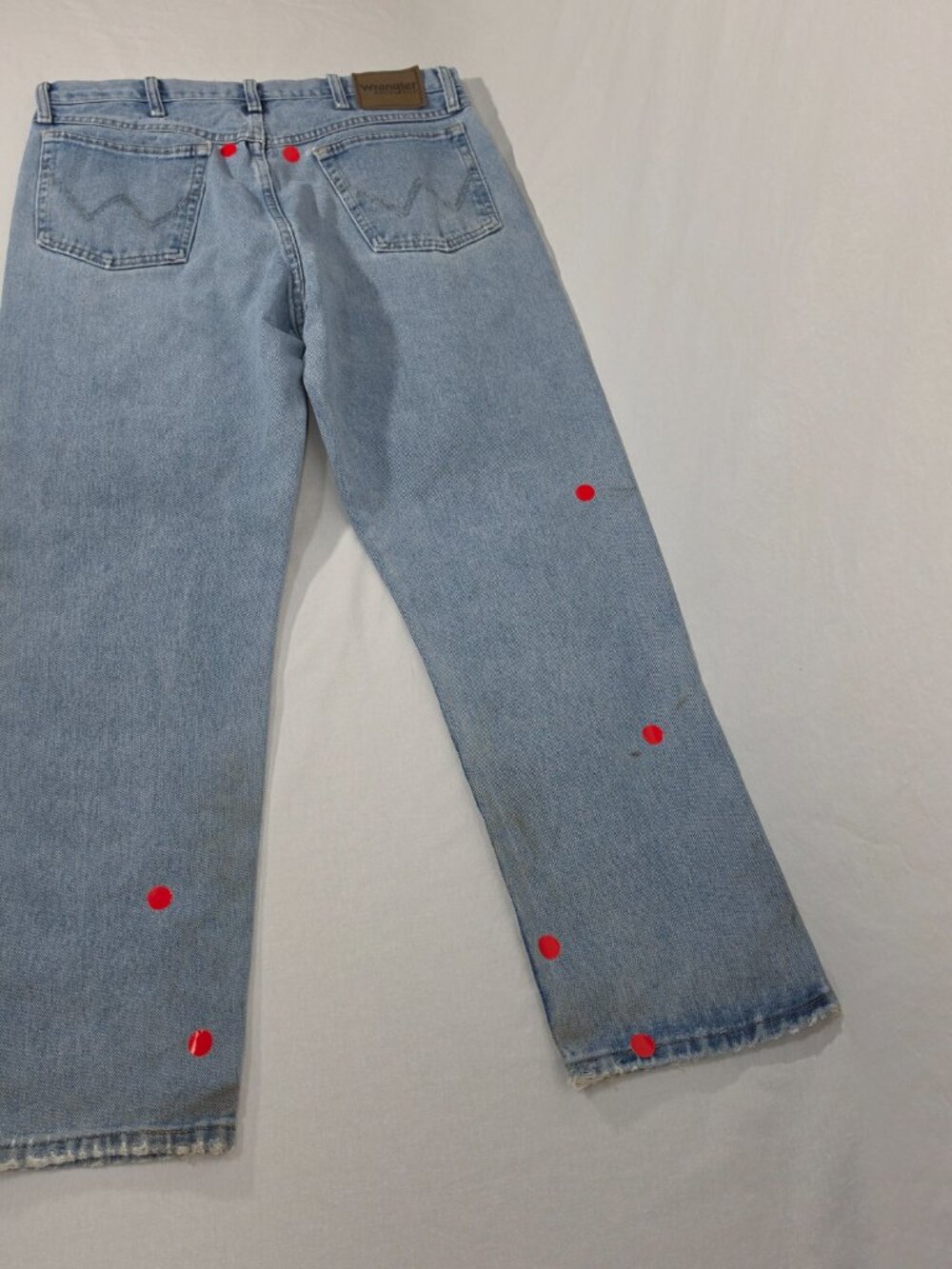 Vintage WRANGLER "Rugged" Natural Fraying/Distressing TRASH Blue Jean Men 36x30. - Picture 7 of 17